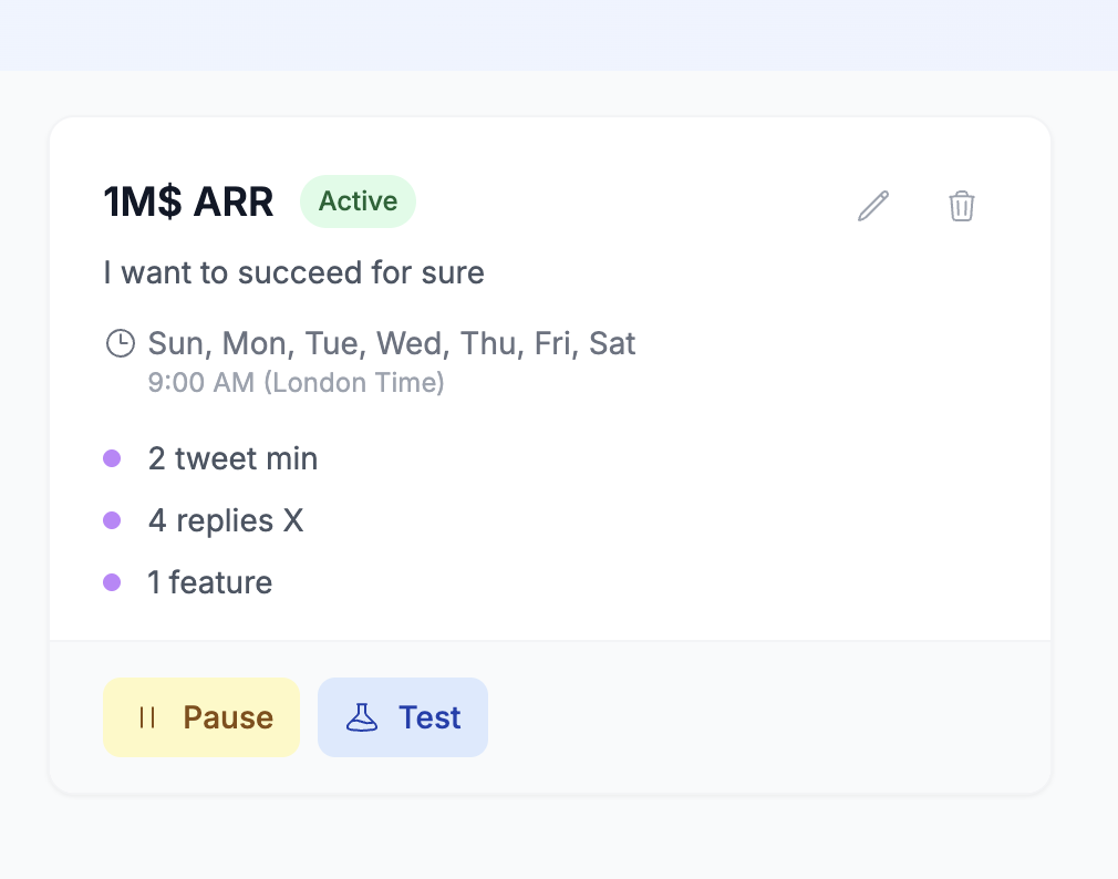 Screenshot of daily task list on WhatsApp