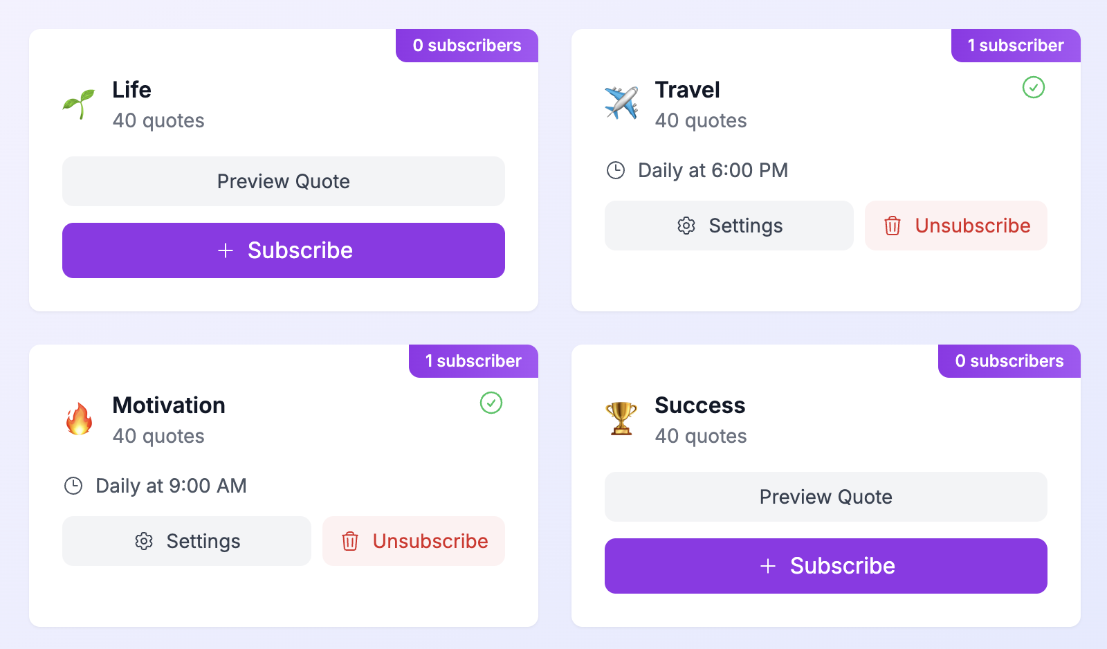 Screenshot of daily inspirational quotes on WhatsApp